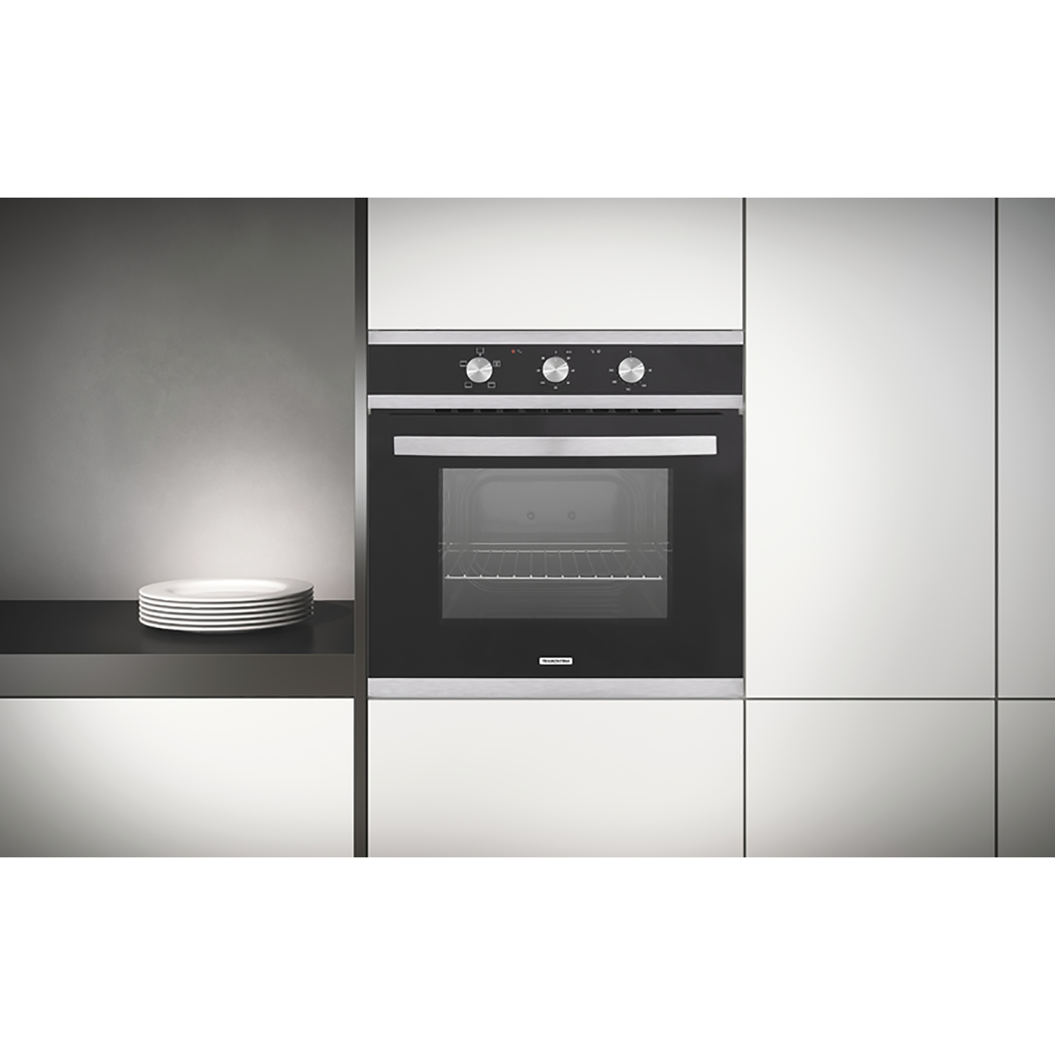 HORNO ELECTRICO DE EMPOTRAR GLASS BRASIL BLACK 60 F3, STANDARD, CON 3  FUNCIONES, EN VIDRIO TEMPLADO, 57 L