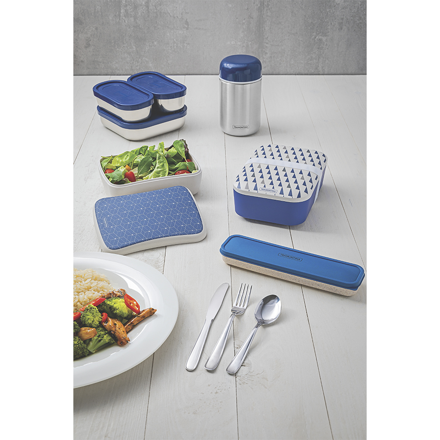 SET DE 4 FUNDAS DE CUBIERTOS ALGODÓN RAYAS AZULES CAPRI - El