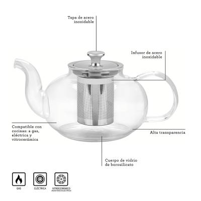 Tetera de vidrio con infusor - Té e infusiones – Lima con Cafeina