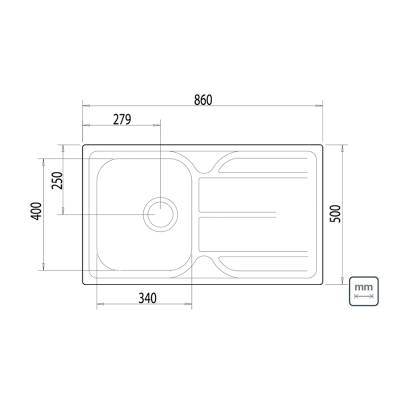 LAVAPLATOS BETA 40 R, STANDARD, DE EMPOTRAR, EN ACERO INOX., 78x43