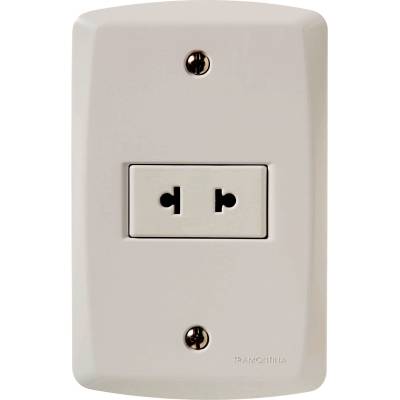 Enchufe doble empotrado blanco para muebles 10A Pial Legrand, color blanco