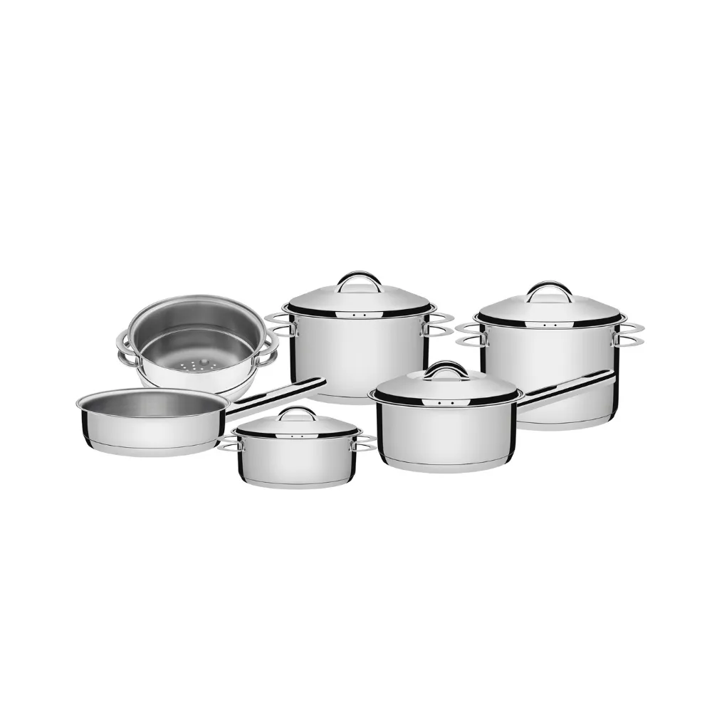 [65500040] JUEGO DE OLLAS EN ACERO INOXIDABLE FONDO TRIPLE 6 PIEZAS SOLAR
