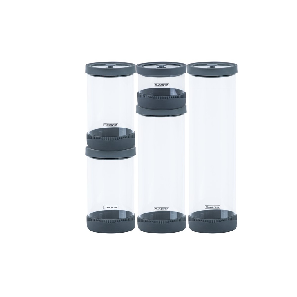 JUEGO DE CONTENEDORES HERMETICOS DE VIDRIO CON TAPA 5 PIEZAS PUREZZA