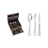 [66924215] JUEGO DE CUBIERTOS EN ACERO INOXIDABLE CON CAJA DE MADERA DE LUJO 101 PIEZAS VICENZA