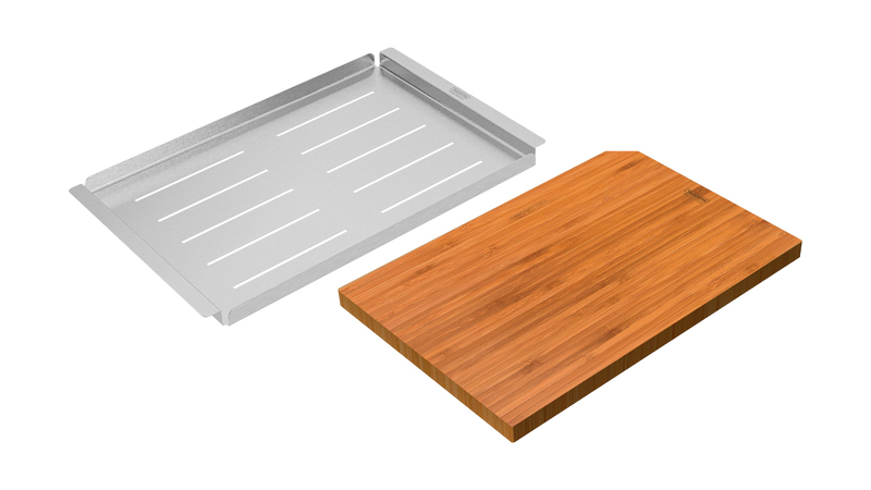 KIT DE TABLA DE MADERA + BANDEJA INOX PARA CUBETAS QUADRUM