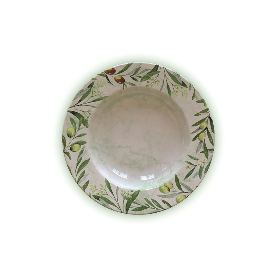 PLATO HONDO EN PORCELANA Ø23 CM. OLIVA