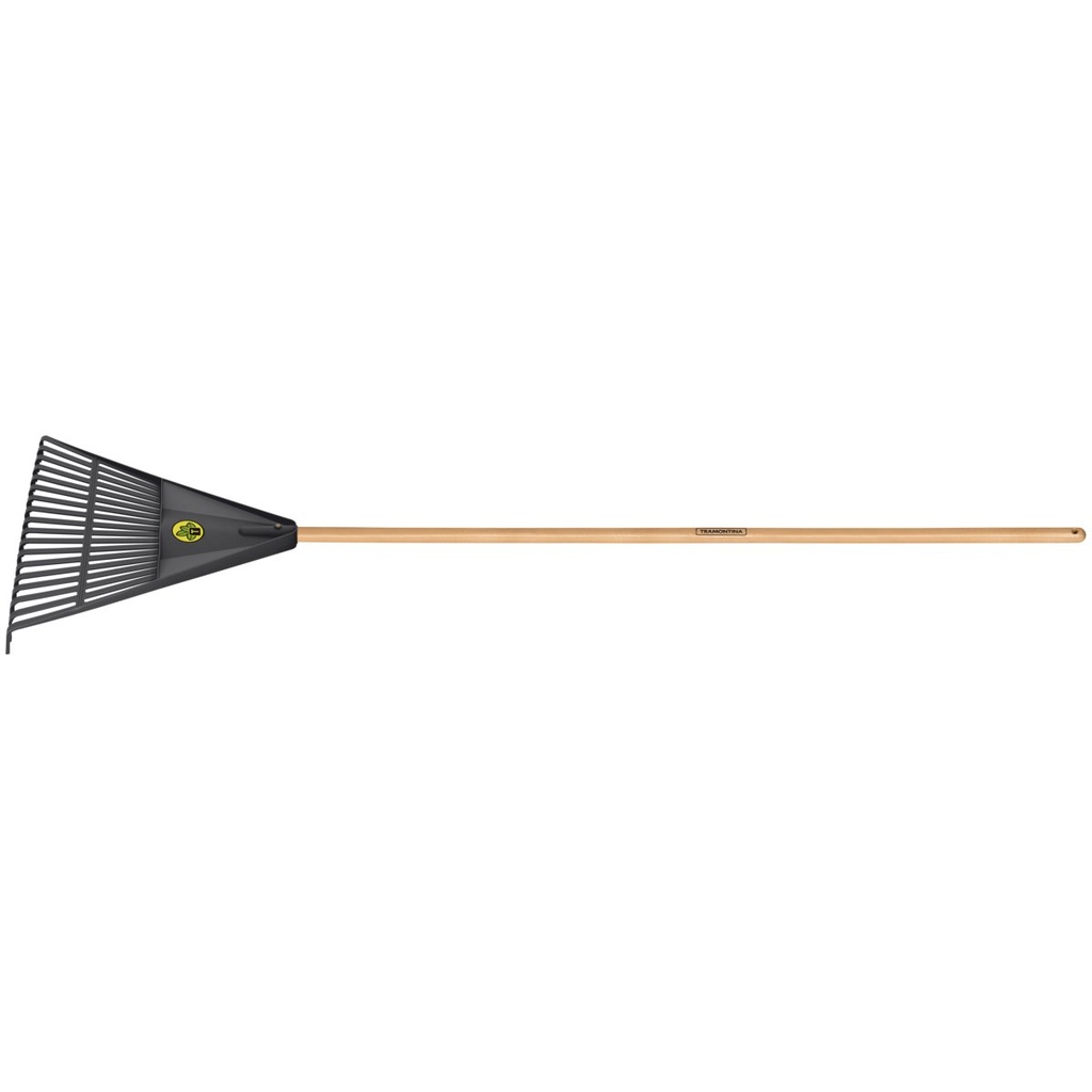 ESCOBA PLASTICA 18 DIENTES, MANGO DE MADERA 120 CM