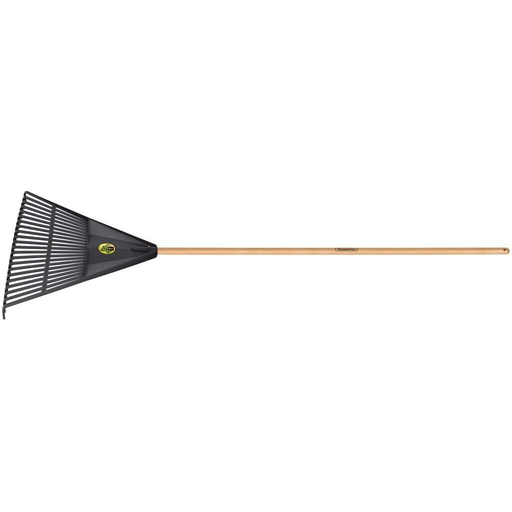 ESCOBA PLASTICA 22 DIENTES, MANGO DE MADERA 120 CM