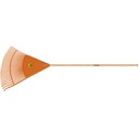 ESCOBA PLASTICA, 30 DIENTES, MANGO DE MADERA 120 CM