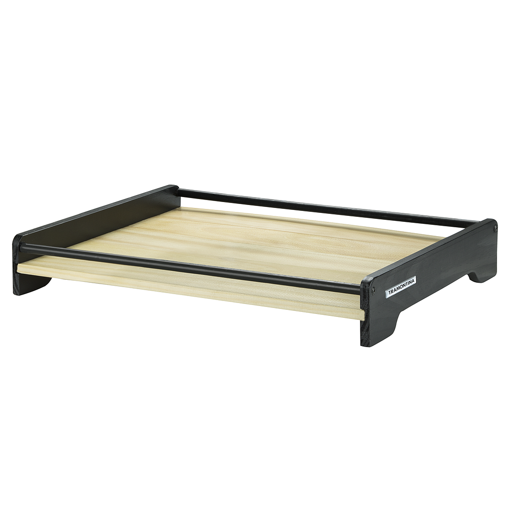 BANDEJA DE MADERA DAILY 42X30 CM. CON ACABADO NEGRO Y PATAS FIJAS