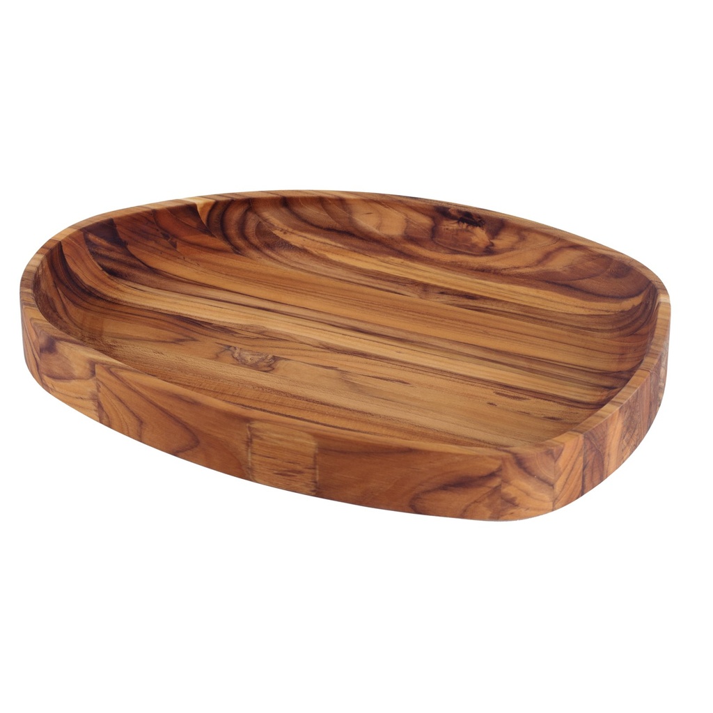[13603351] FUENTE DE MADERA TECA PARA CHURRASCO 44X30 CM. BBQ