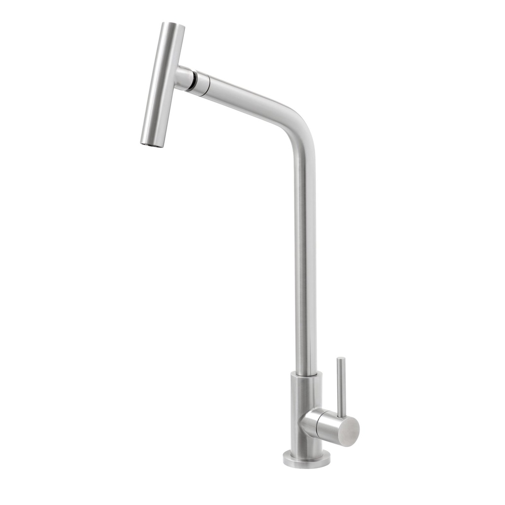 GRIFO MONOCOMANDO VERSA, CON PICO ARTICULADO, EN ACERO INOX.