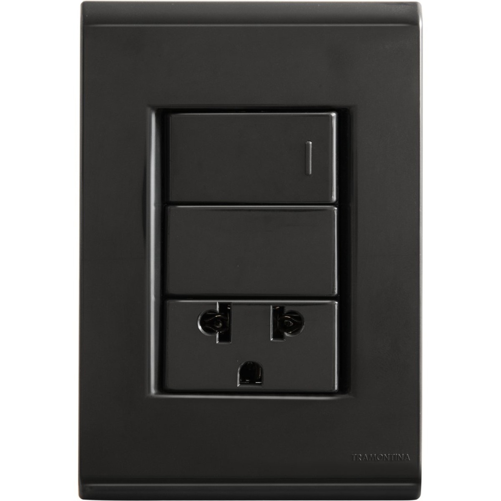 [57173047] INTERRUPTOR UNIPOLAR+TOMA 2P+T LIZ GRAFITO