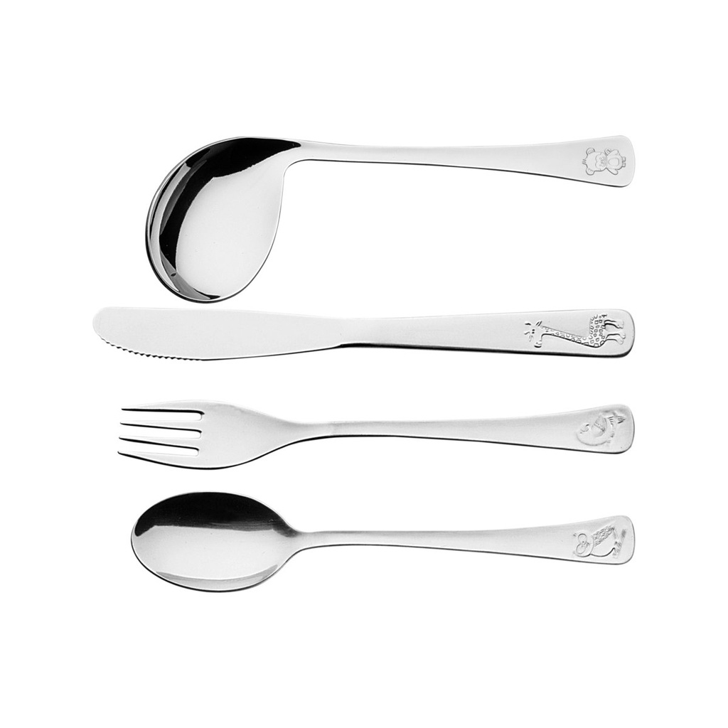 [66970010] JUEGO  DE CUBIERTOS PARA NIÑOS EN ACERO INOXIDABLE 4 PIEZAS BABY