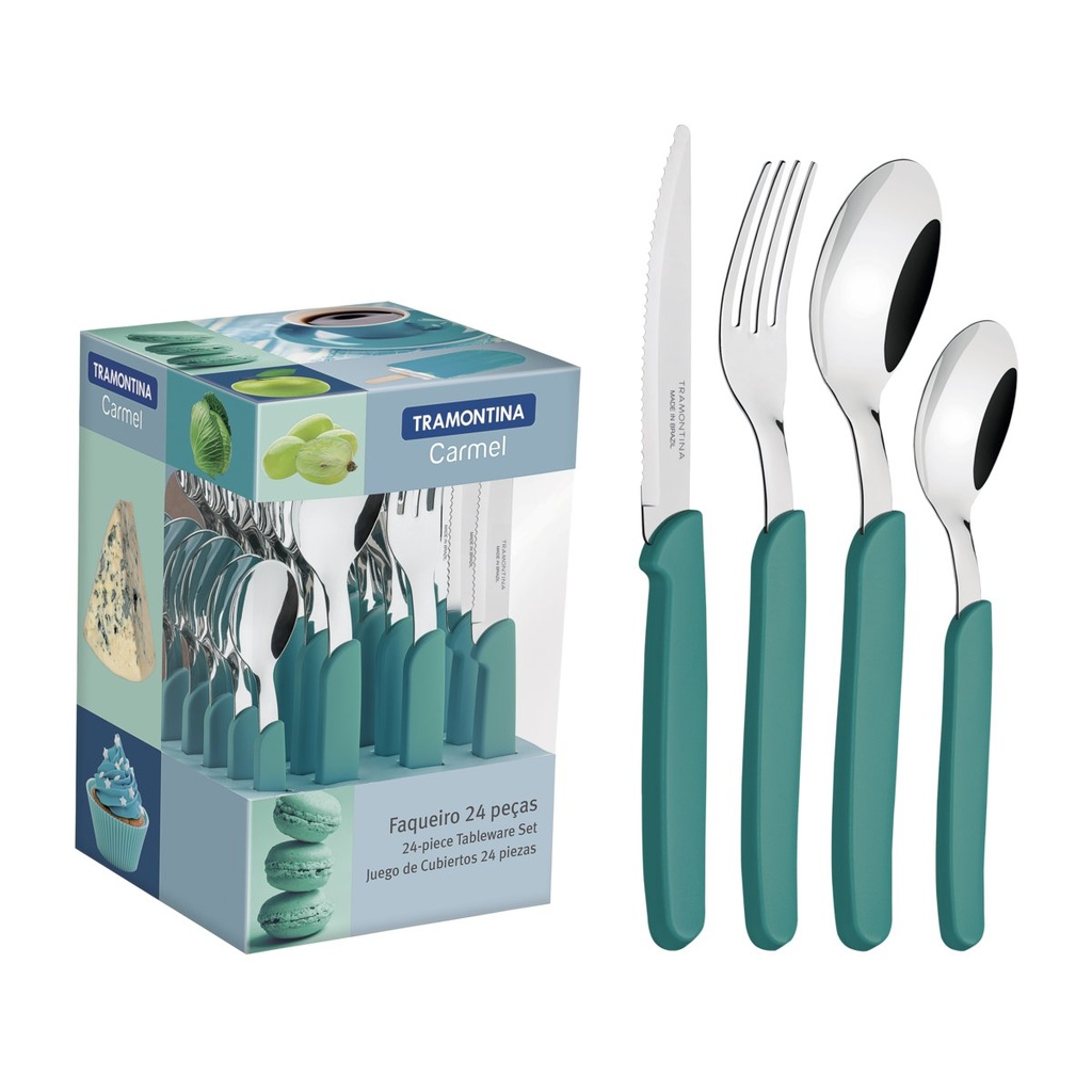 [23499025] JUEGO CUBIERTOS VERDE 24PZAS CARMEL