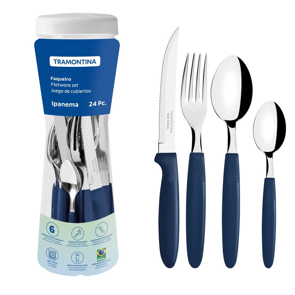 [23399191] JUEGO CUBIERTOS AZULES 24 PIEZAS IPANEMA