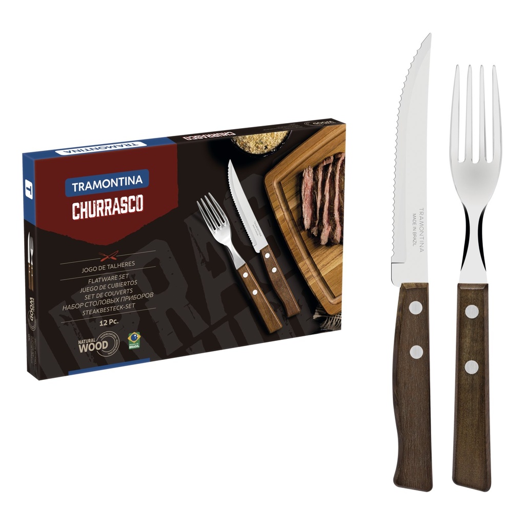 JUEGO DE CUBIERTOS DE MESA PARA CHURRASCO 12 PIEZAS TRADICIONAL