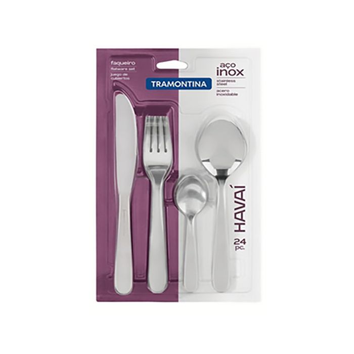 JUEGO DE CUBIERTOS EN ACERO INOXIDABLE 24 PIEZAS HAVAI
