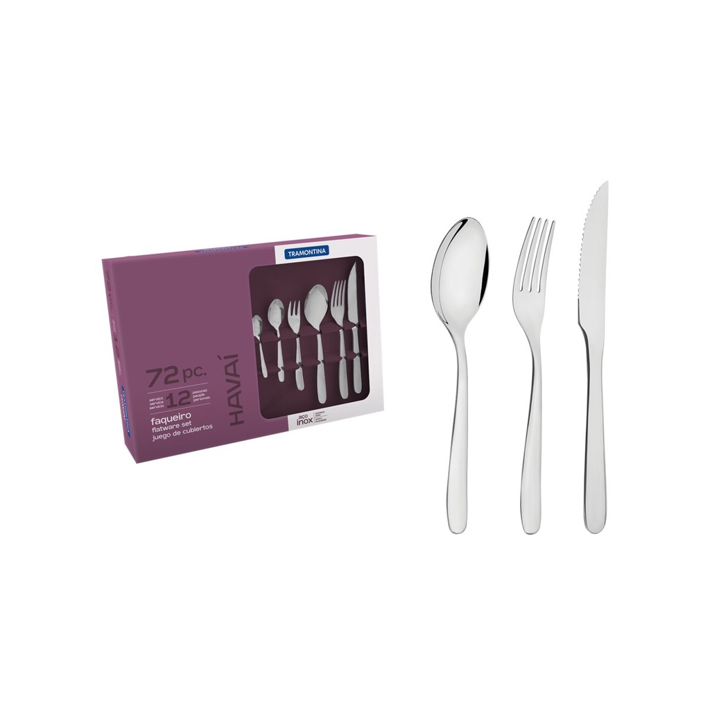 JUEGO DE CUBIERTOS EN ACERO INOXIDABLE 72 PIEZAS HAVAI