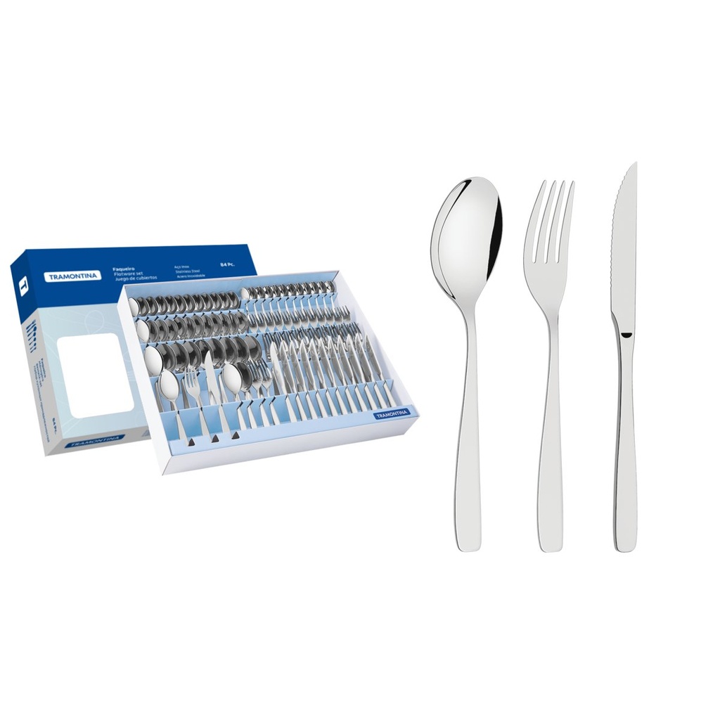 JUEGO DE CUBIERTOS EN ACERO INOXIDABLE 84 PIEZAS COSMOS