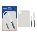 JUEGO DE CUCHILLOS 3 PIEZAS PLENUS + TABLA 