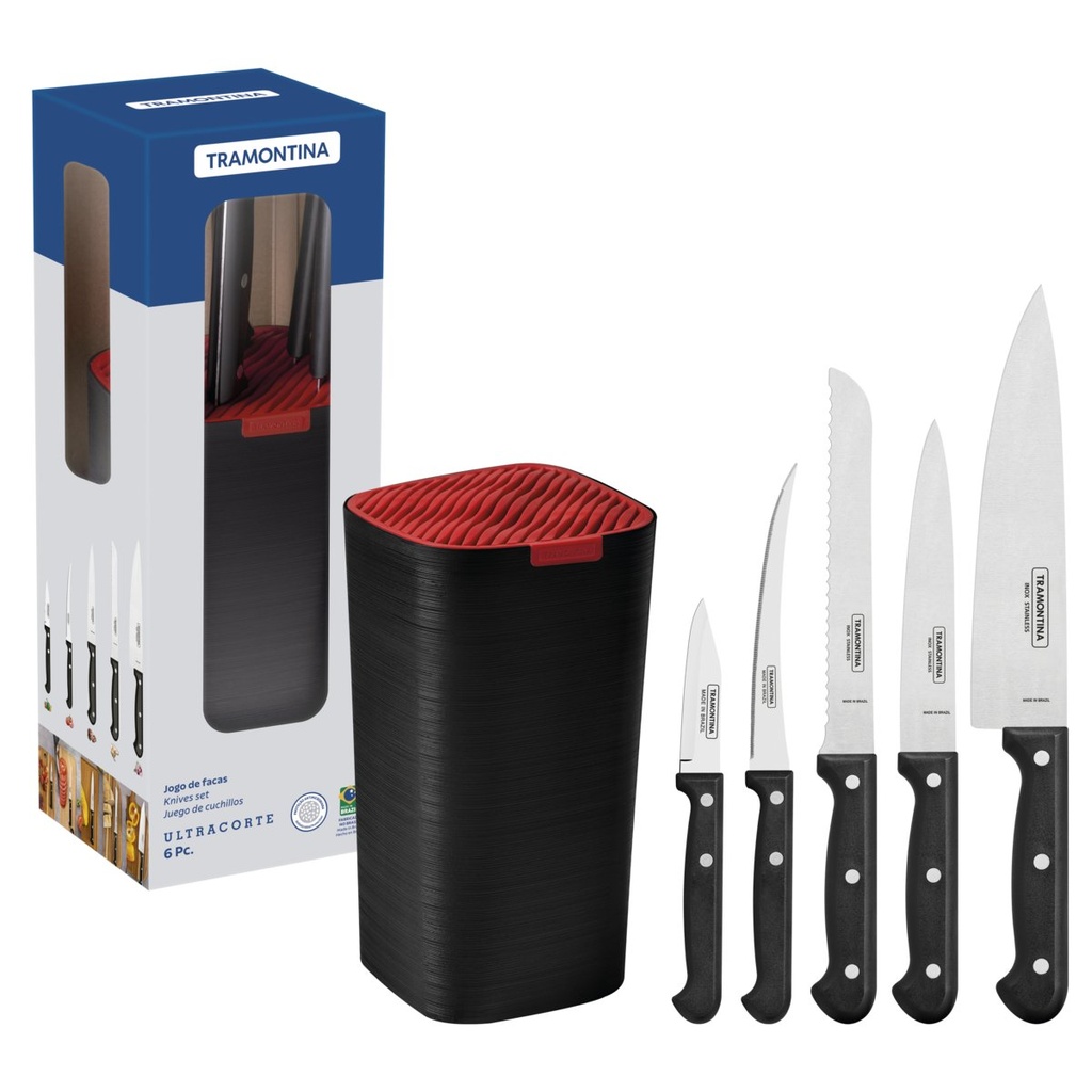 [23899078] JUEGO DE CUCHILLOS CON BASE 6 PIEZAS ULTRACORTE