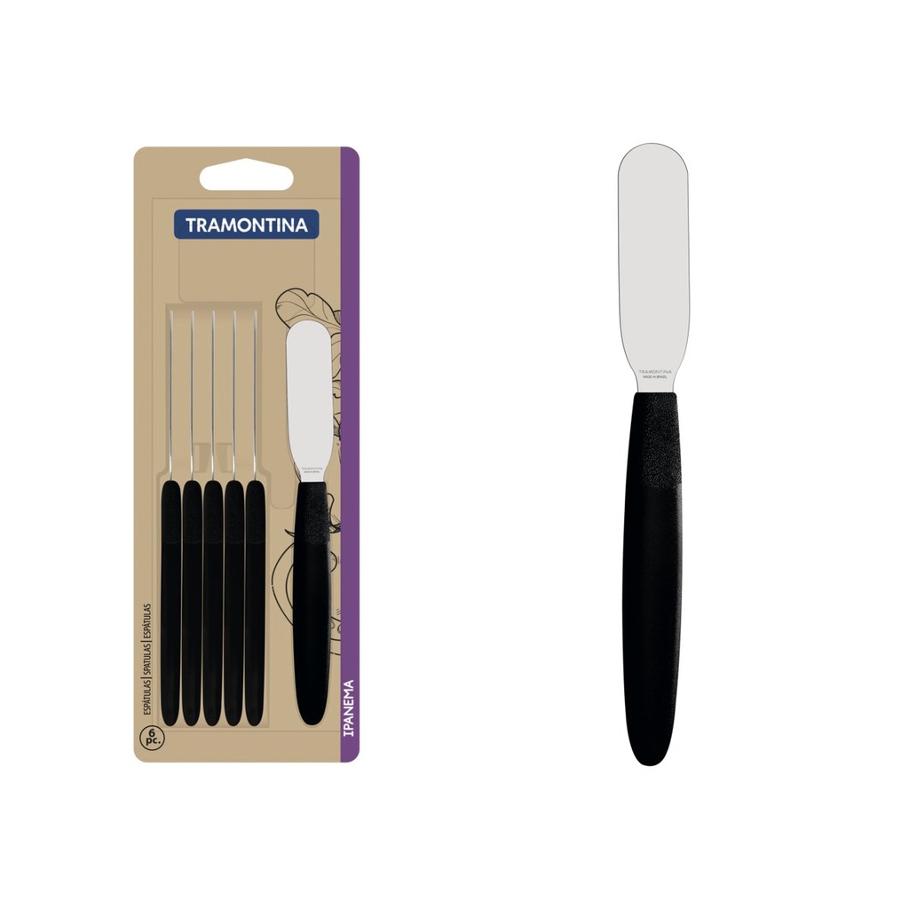 [23399048] JUEGO DE ESPATULAS NEGRAS PARA MANTEQUILLA 6 PIEZAS IPANEMA
