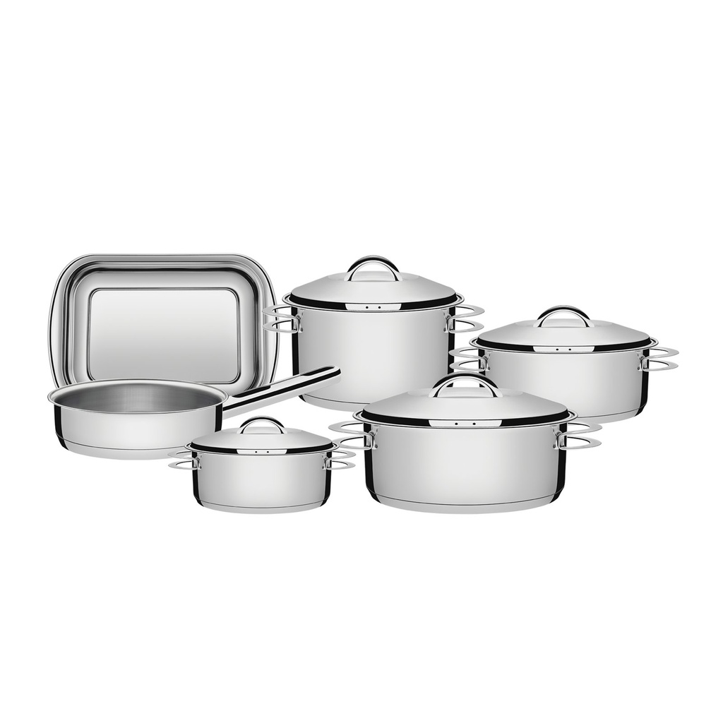 [65500000] JUEGO DE OLLAS EN ACERO INOXIDABLE FONDO TRIPLE 6 PIEZAS SOLAR