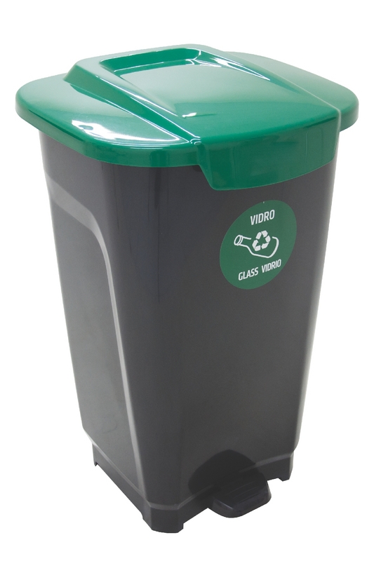 BASURERO 50 L NEGRO TAPA VERDE T-FORCE