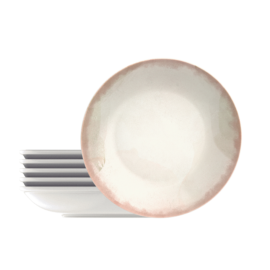 JUEGO DE PLATOS HONDOS 22 CM. EN PORCELANA 6 PIEZAS NATUR