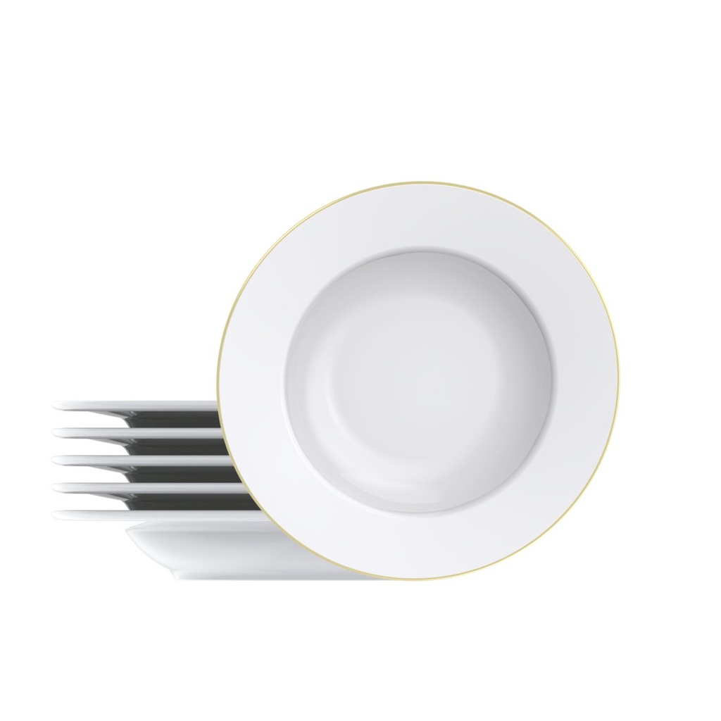 JUEGO DE PLATOS HONDOS 23 CM. EN PORCELANA 6 PIEZAS  ELISA