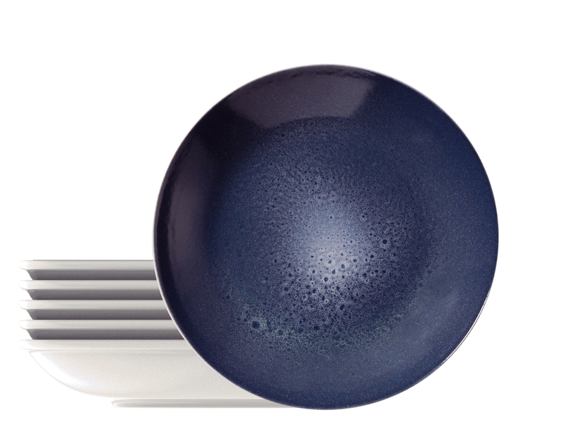 JUEGO DE PLATOS HONDOS DE PORCELANA Ø22CM. 6 PIEZAS TOPAZIO