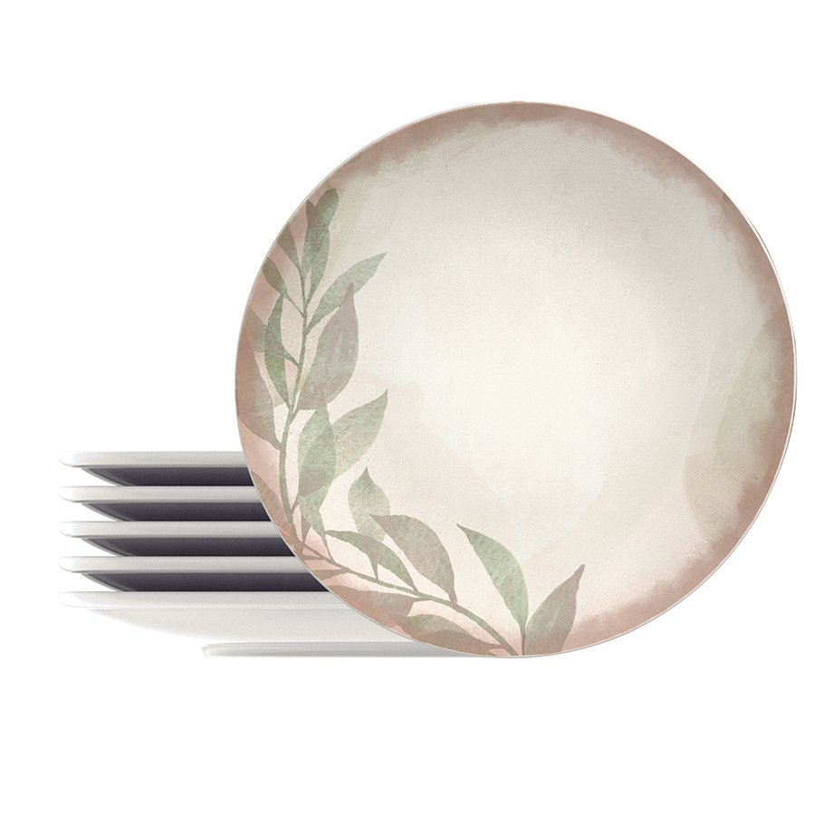 JUEGO DE PLATOS RASOS 28 CM. EN PORCELANA 6 PIEZAS NATUR