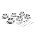 JUEGO DE TAZAS PARA TE Y CAPPUCCINO EN ACERO INOXIDABLE 18 PIEZAS