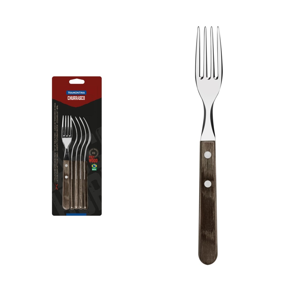 JUEGO DE TENEDORES PARA CHURRASCO 6 PIEZAS POLYWOOD