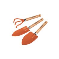 JUEGO METALICO PARA JARDIN - 3 PIEZAS, MANGOS DE MADERA