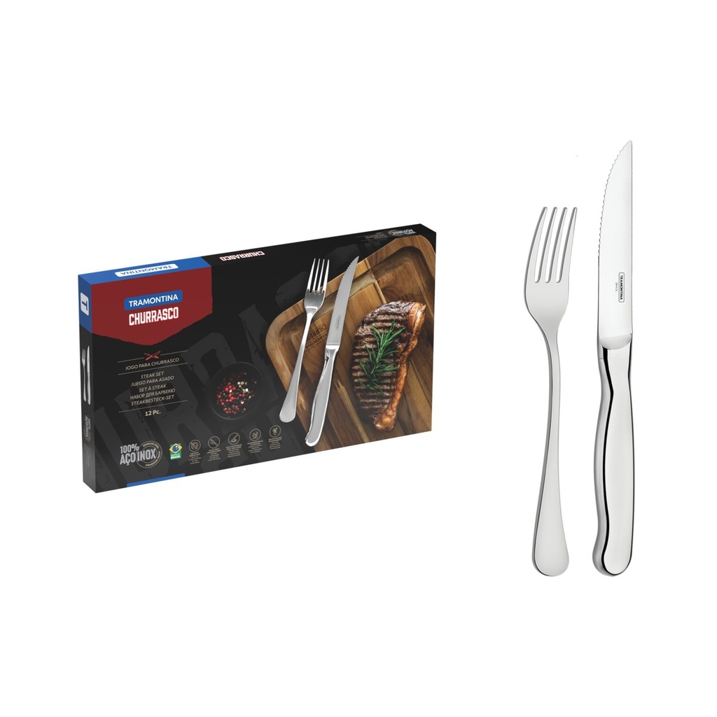 JUEGO DE CUBIERTOS JUMBO PARA CHURRASCO 12 PIEZAS ZURIQUE