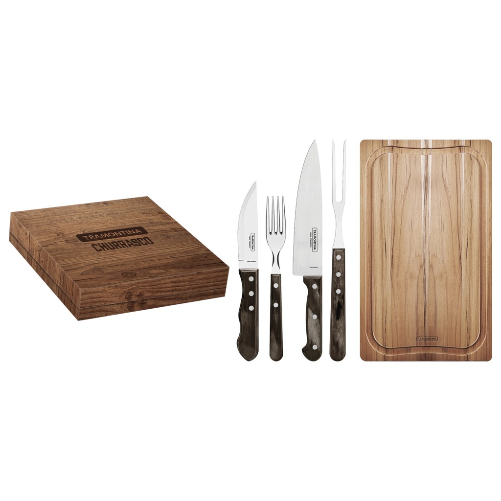 JUEGO PARA CHURRASCO 15 PIEZAS POLYWOOD