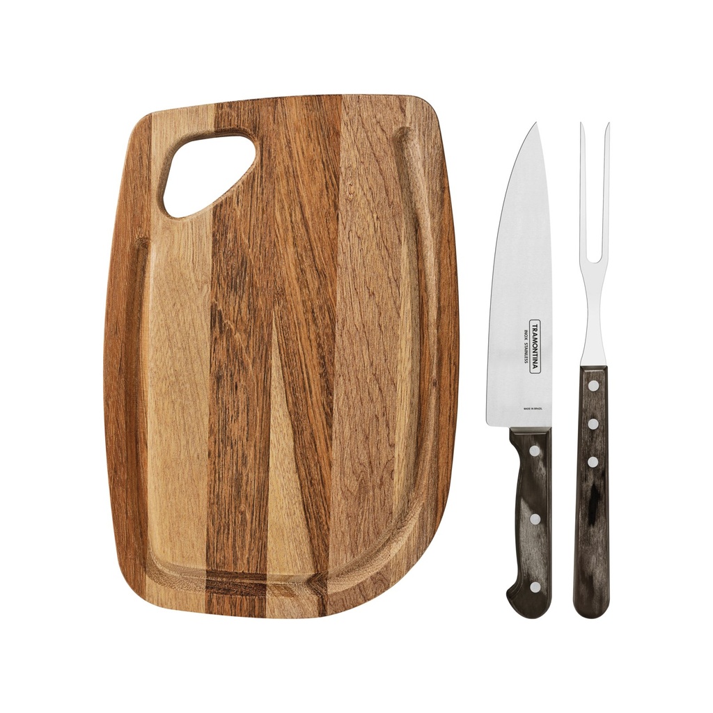JUEGO PARA CHURRASCO 3 PIEZAS POLYWOOD