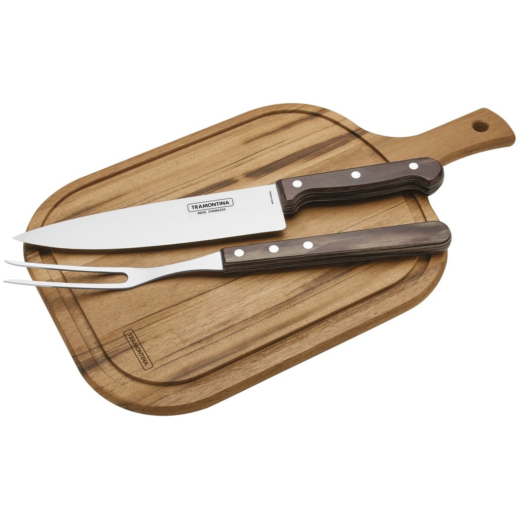 JUEGO PARA CHURRASCO 3 PIEZAS POLYWOOD