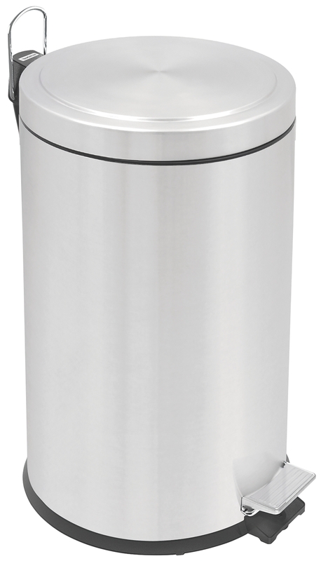 BASURERO BRASIL PLUS 12 L, CON PEDAL, CIERRE SUAVE, EN ACERO INOX.