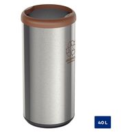 [94539223] - BASURERO CAPSULA SELECTA PLUS 40 L, TAPA BASCULANTE CAFE, EN ACERO INOX
