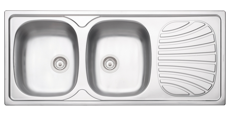 [93880603] LAVAPLATOS ALPHA 2C 34 R, PERFECTA, DE EMPOTRAR, EN ACERO INOX., 116X50 CM CON VALVULAS 4 1/2'' Y REBOSADERO