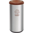 BASURERO CAPSULA SELECTA PLUS 40 L, TAPA DE VAIVEN CAFE, EN ACERO INOX.