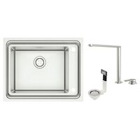 LAVAPLATOS EN ACERO INOX WORKSTATION DEEP 50 2F + MEZCLADOR