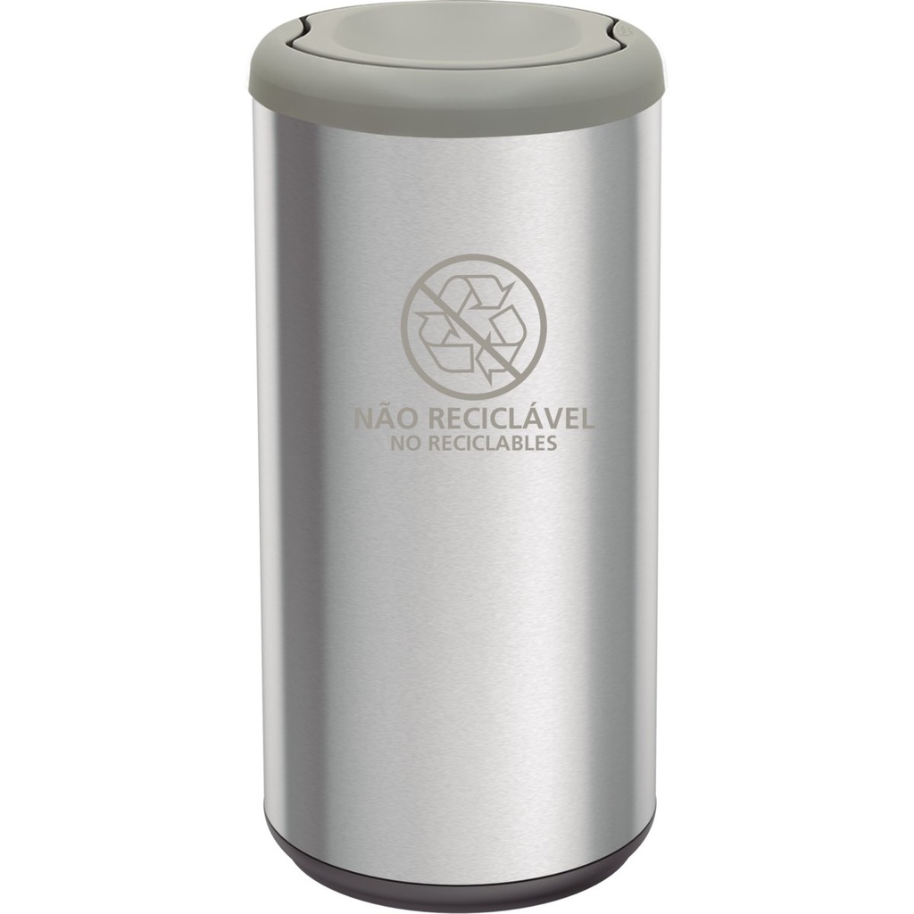 BASURERO CAPSULA SELECTA PLUS 40 L, TAPA DE VAIVEN GRIS, EN ACERO INOX.