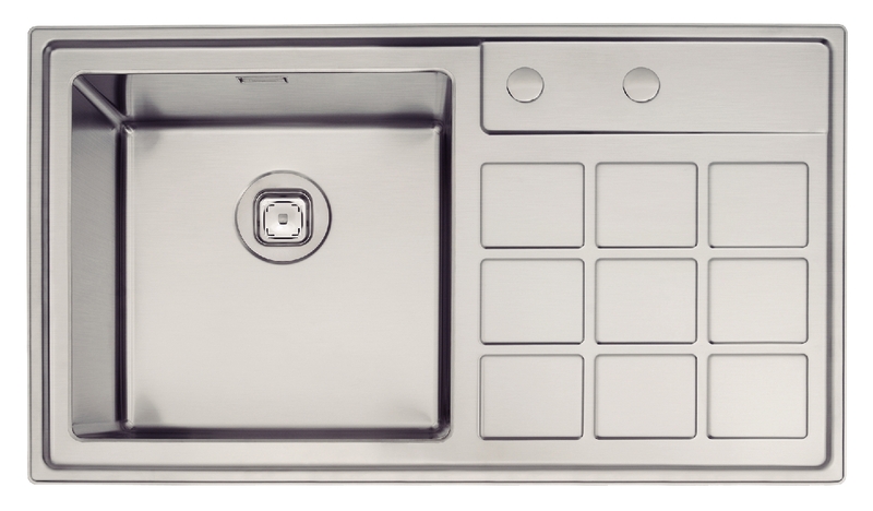 LAVAPLATOS QUADRUM 1,5C 40 PLUS, DESIGN COLLECTION, EMPOTRAR EN ACERO INOX, 86X50 CM.