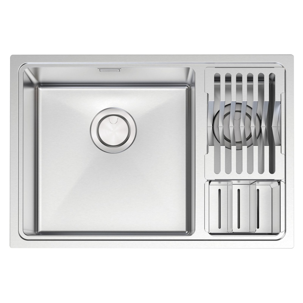 LAVAPLATOS QUADRUM 1.5C, DESIGN COLLECTION, DE EMPOTRAR, EN ACERO INOX.,  66X46 CM. CON ACCESORIOS