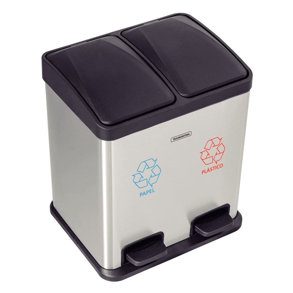 BASURERO CON PEDAL RECTANGULAR DOBLE 2 X 15 LITROS