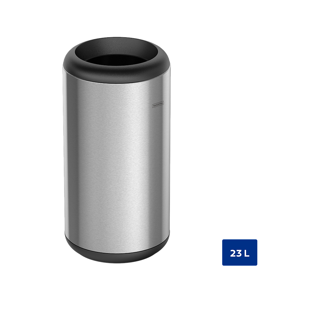 BASURERO EN ACERO INOX CON BASE Y ANILLO EN POLIPROPILENO 23 L.